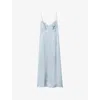 Zadig & Voltaire Womens Cloud Rialta Lace-embroidered Cut-out Satin Midi Dress Xs In Blue