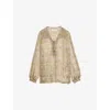 Zadig & Voltaire Womens Cloud Tamela Metallic-stripe Chiffon Blouse In Brown