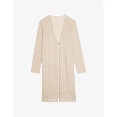 Zadig & Voltaire Womens Cream Daffyz Star-pointelle Long-sleeve Cashmere Cardigan In White