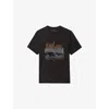 Zadig & Voltaire Womens Dark Chocolate Edwin Rhinestone-embellished Cotton-jersey T-shirt In Brown