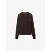 Zadig & Voltaire Womens Dark Chocolate Missya Rhinestone-embellished Button-down Cashmere Cardigan Xs In Burgundy