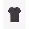 Zadig & Voltaire Womens Dark Chocolate Regular-fit Button-neck Cotton T-shirt Xs In Brown