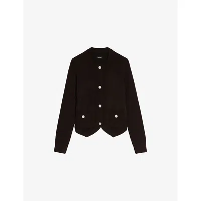 ZADIG & VOLTAIRE WOMENS DARK CHOCOLATE WESTIA KNITTED CASHMERE CARDIGAN