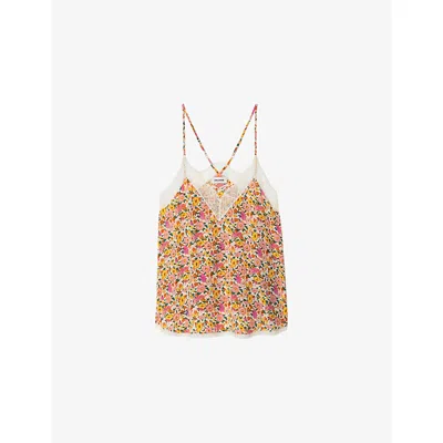 Zadig & Voltaire Womens Ecru Christy Floral-print Woven Cami Top In Multi
