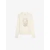 Zadig & Voltaire Womens Ecru Miss Round-neck Skull-embellished Cashmere Jumper In Neutral