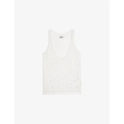 Zadig & Voltaire Womens Eggshell Jossy Pointelle Cotton Tank Top In White