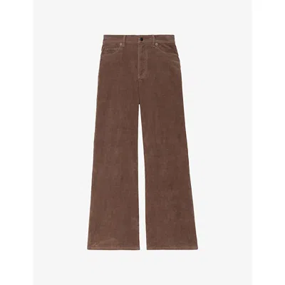 ZADIG & VOLTAIRE WOMENS ELI WIDE-LEG STRETCH-CORDUROY TROUSERS WOOD