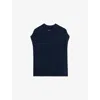 Zadig & Voltaire Womens Encre Contrast-edge Relaxed-fit Sleeveless Wool And Cashmere-blend Jumper In Blue