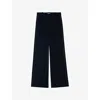 Zadig & Voltaire Womens Encre Panol Rhinestone-embellished Wide-leg High-rise Stretch-woven Trousers In Blue