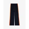 Zadig & Voltaire Womens Encre Poma Satin-stripe Straight-leg Low-rise Stretch-woven Trousers In Blue