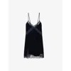 Zadig & Voltaire Womens Encre Rishi French-lace Trimmed Velvet Blend Mini Dress Xs In Animal Print