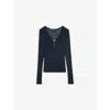 Zadig & Voltaire Womens Encre Tina Wing-embellished Long-sleeve Woven Top