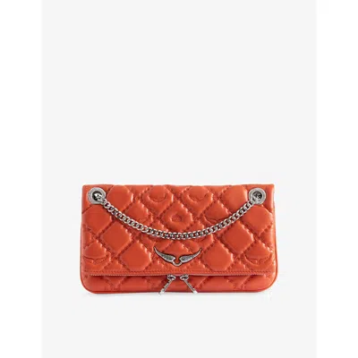 Zadig & Voltaire Womens Zadig&voltaire Rock Ii Quilted Leather Clutch In Orange