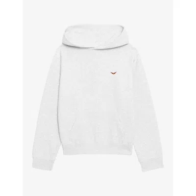 Zadig & Voltaire Womens Georgy Graphic-print Relaxed-fit Cotton-jersey Hoody Gris Chine Clai