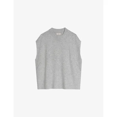 Zadig & Voltaire Womens Larcy Relaxed-fit Wool And Cashmere-blend Jumper Gris Chine Clai Xs In Gray