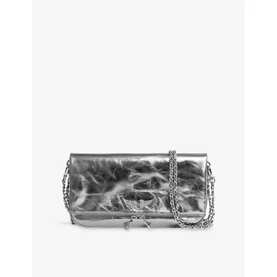 ZADIG & VOLTAIRE WOMENS GUN ROCK VINTAGE LEATHER CLUTCH