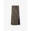 Zadig & Voltaire Womens Leaves Jayla Leopard-print Woven Midi Skirt In Animal Print