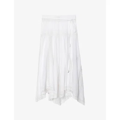 Zadig & Voltaire Womens Judo Jetro Lace-trim Cotton-blend Midi Skirt In White