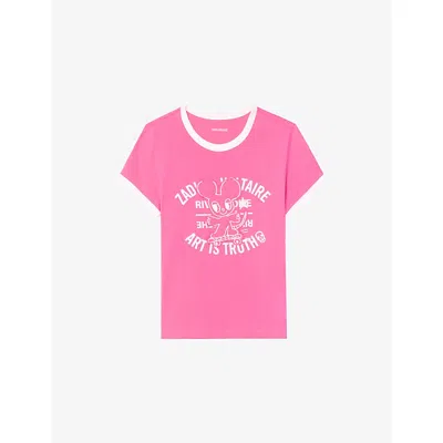Zadig & Voltaire Womens Zadig&voltaire Woos Mouse-print Cotton-jersey T-shirt In Pink