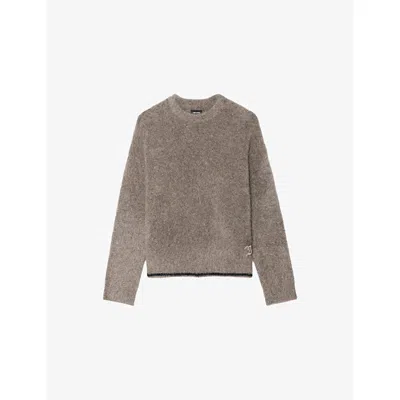 Zadig & Voltaire Markuz Mohair Blend Sweater In Brown