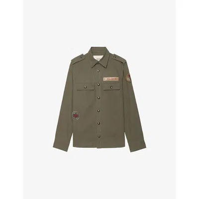 Zadig & Voltaire Womens Leaves Taskam Brand-embroidered Cotton-canvas Overshirt In Green
