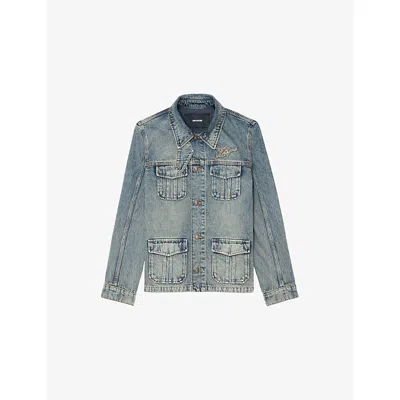Zadig & Voltaire Womens Light Blue Lienna Logo-embroidered Denim Jacket