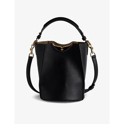 Zadig & Voltaire Womens Noir Borderline Leather Bucket Bag