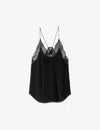 Zadig & Voltaire Christy Strass Crepe De Chine Cami In Noir (black)