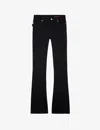 Zadig & Voltaire Womens Noir Eclipse Flared-leg Mid-rise Stretch Organic-cotton Jeans In Noir