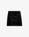 Zadig & Voltaire Womens Noir Judelle Tulip-hem Stretch-velvet Mini Skirt In Black