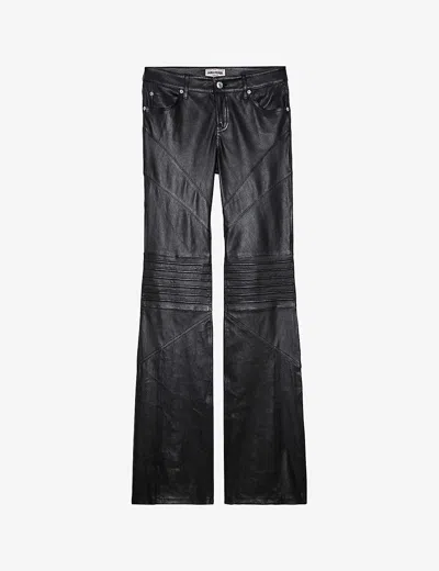 Zadig & Voltaire Paulin Leather Trousers In Schwarz