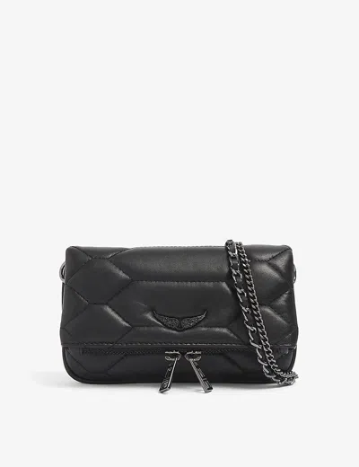 Zadig & Voltaire Womens Noir Rock Nano Leather Cross-body Bag