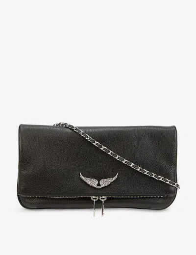 Zadig & Voltaire Rock Leather Cross-body Bag In Noir Silver