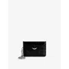 Zadig & Voltaire Womens Noir Sunny Vintage-effect Leather Card Holder In Black