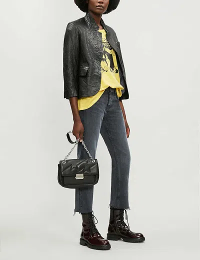 ZADIG & VOLTAIRE WOMENS NOIR VERYS LEATHER JACKET,17590692