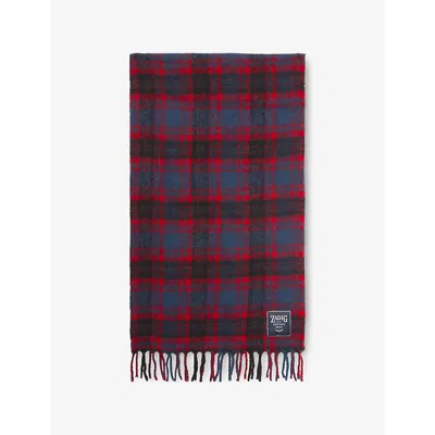Zadig & Voltaire Womens Zadig&voltaire Joan Tartan Wool-blend Scarf In Blue