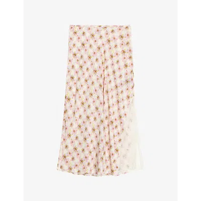 Zadig & Voltaire Womens Pear Jayla Floral-print Woven Maxi Skirt In Green
