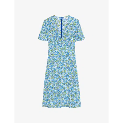 Zadig & Voltaire Womens Pear Rhodral Floral-print Woven Midi Dress Xs In Blue