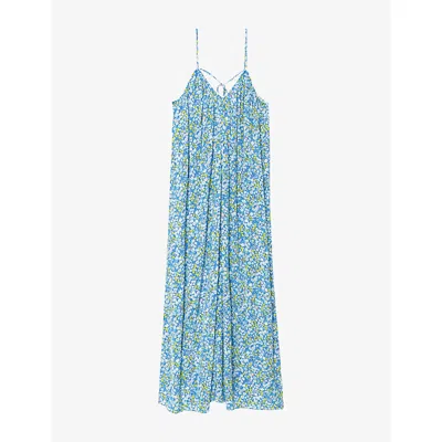 Zadig & Voltaire Womens Pear Ristym Printed Woven Maxi Dress In Blue