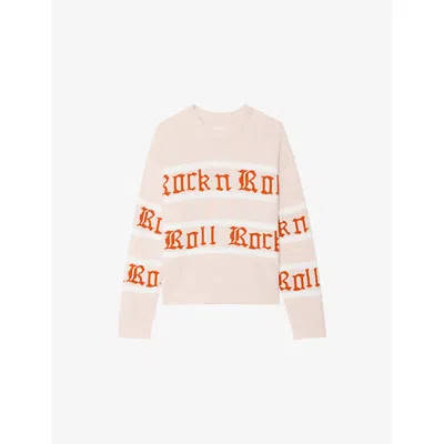 Zadig & Voltaire Womens Pearly Markuz Rock N Roll Intarsia Wool And Cashmere Jumper In Pink