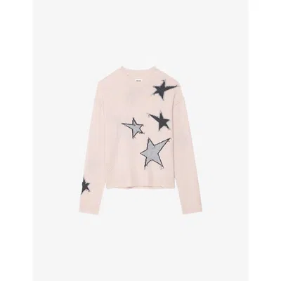 Zadig & Voltaire Womens Pearly Markuz Star-motif Cashmere Jumper In Pink