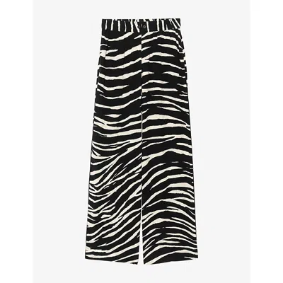 Zadig & Voltaire Womens Pin Elasticated-waist Zebra-print Woven Trousers Black