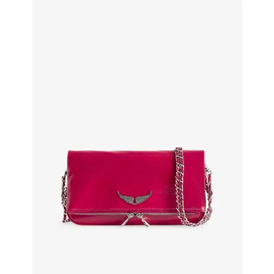 Zadig & Voltaire Womens Zadig&voltaire Rock Leather Clutch Bag In Gray