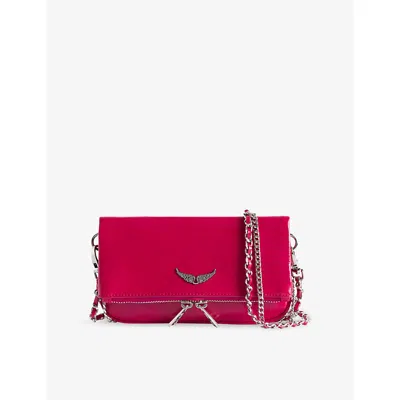 Zadig & Voltaire Womens Zadig&voltaire Rock Nano Leather Clutch Bag In Gray
