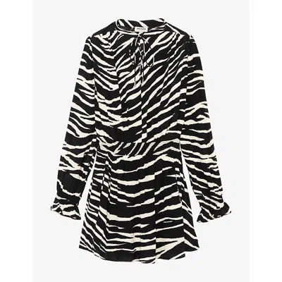 Zadig & Voltaire Womens Rayados Animal-print Woven Mini Dress Black