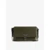 Zadig & Voltaire Womens Record Rocky Ii Wing-embellished Leather Cross-body Bag In Black