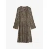 Zadig & Voltaire Womens Leaves Rinas Leopard-print Woven Midi Dress In Brown