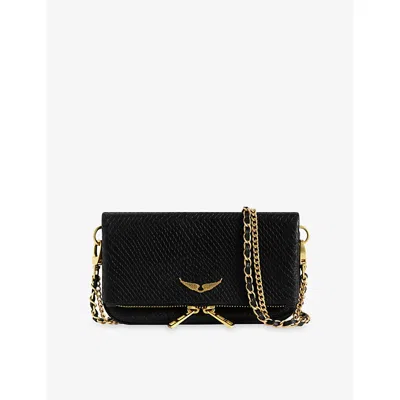 Zadig & Voltaire Womens Rock Mini Soft Wild Leather Clutch Bag Black