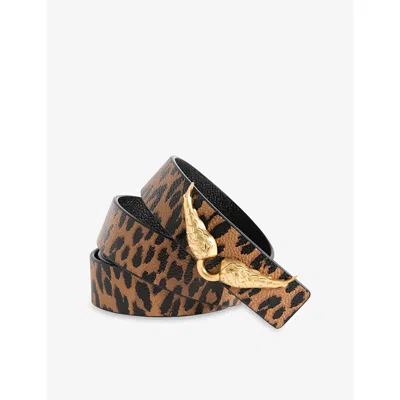 Zadig & Voltaire Womens Rock Reversible Leather Belt Brandy