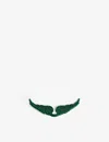 Zadig & Voltaire Womens Shiny Karma/emerald Swing Your Wings Rhinestone-encrusted Metal Badg In Shiny Karma/emerald